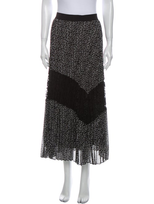Ikks Floral Print Midi Length Skirt Black