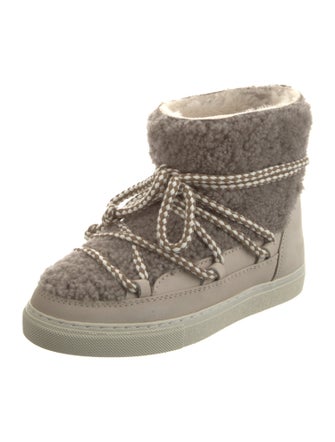 Inuikii Shearling Leather Trim Embellishment Lace-Up Boots