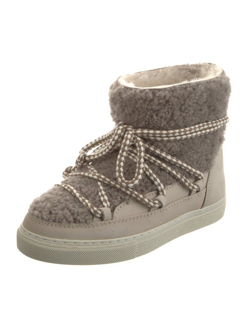 Inuikii Shearling Leather Trim Embellishment Lace-Up Boots