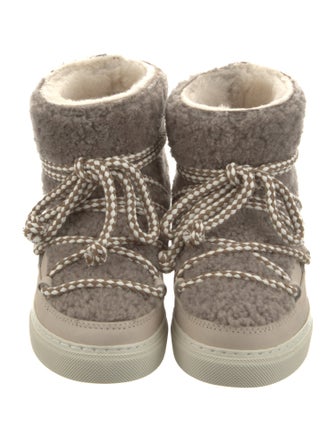 Inuikii Shearling Leather Trim Embellishment Lace-Up Boots