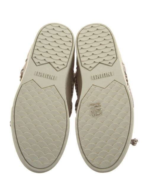 Inuikii Shearling Leather Trim Embellishment Lace-Up Boots