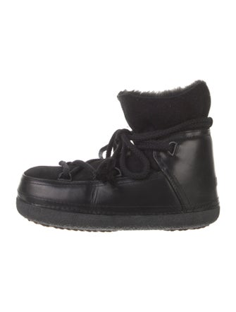 Inuikii Leather Fur Trim Lace-Up Boots