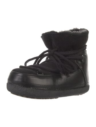 Inuikii Leather Fur Trim Lace-Up Boots