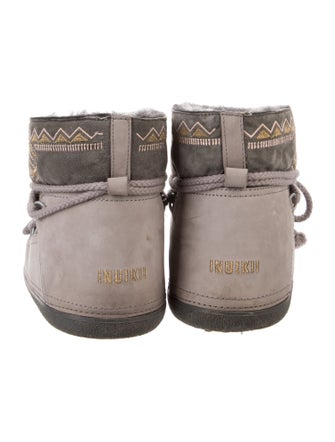 Inuikii Suede Embroidered Accent Lace-Up Boots