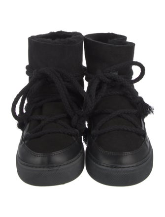 Inuikii Suede Leather Trim Embellishment Lace-Up Boots