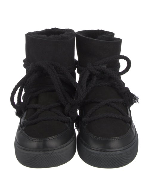 Inuikii Suede Leather Trim Embellishment Lace-Up Boots
