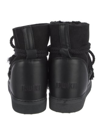 Inuikii Suede Leather Trim Embellishment Lace-Up Boots