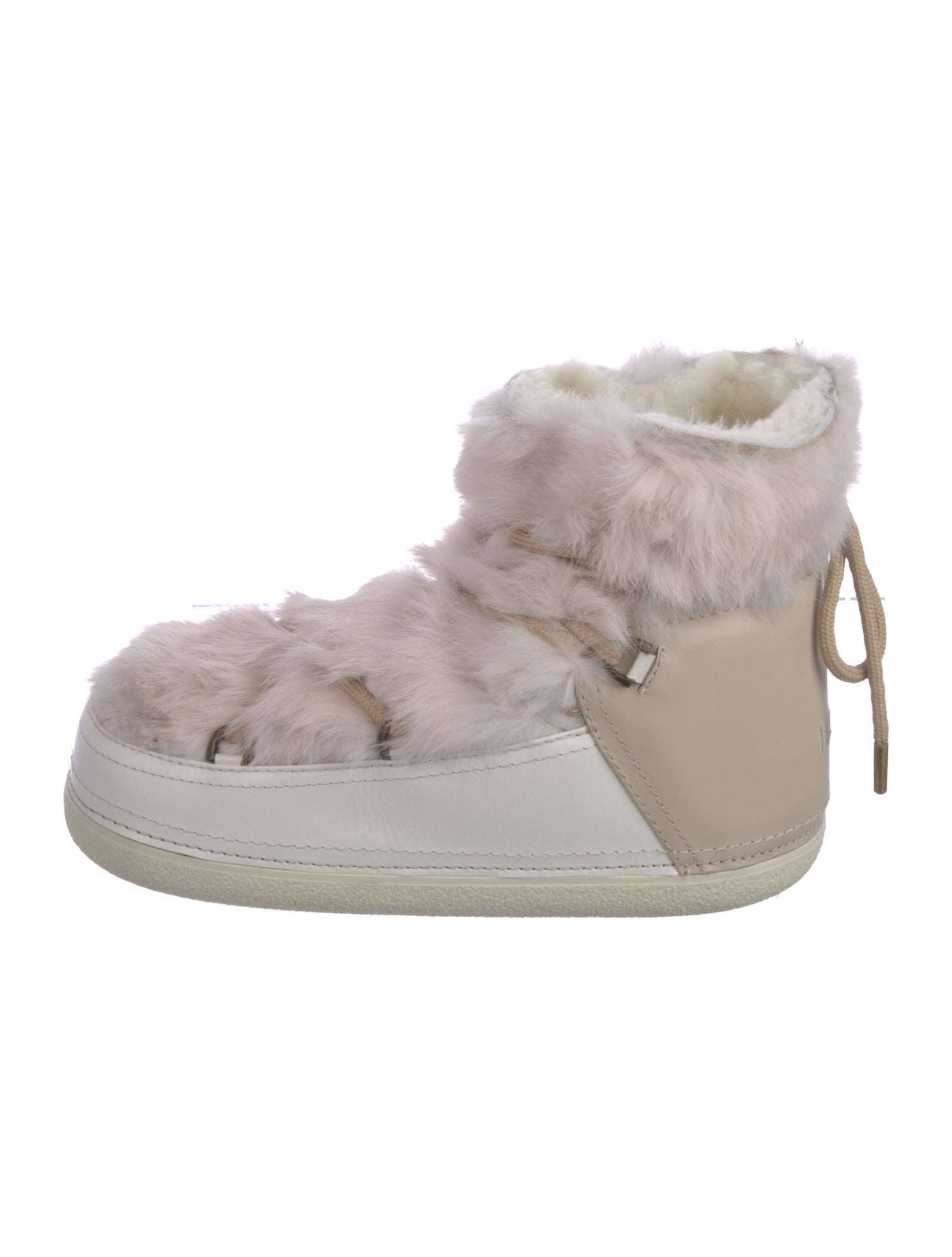 Inuikii Leather Fur Trim Lace-Up Boots