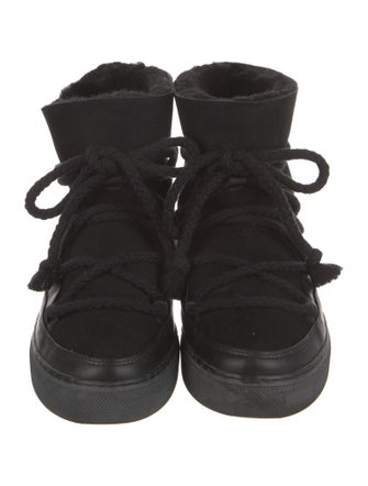 Inuikii Suede Leather Trim Embellishment Lace-Up Boots