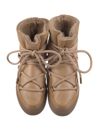 Inuikii Leather Fur Trim Lace-Up Boots