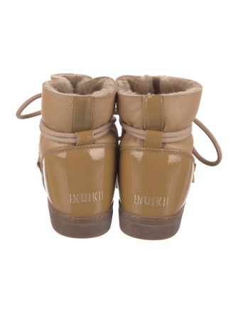 Inuikii Leather Fur Trim Lace-Up Boots
