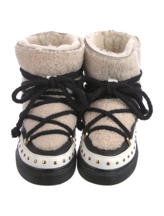 Inuikii Leather Colorblock Pattern Lace-Up Boots