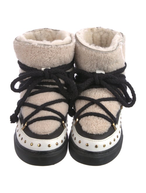 Inuikii Leather Colorblock Pattern Lace-Up Boots