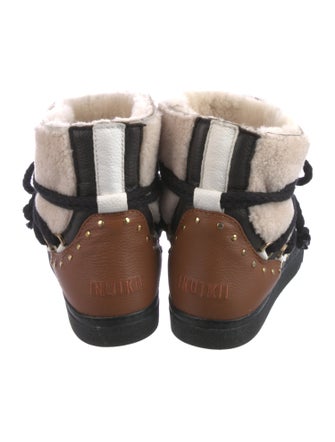 Inuikii Leather Colorblock Pattern Lace-Up Boots