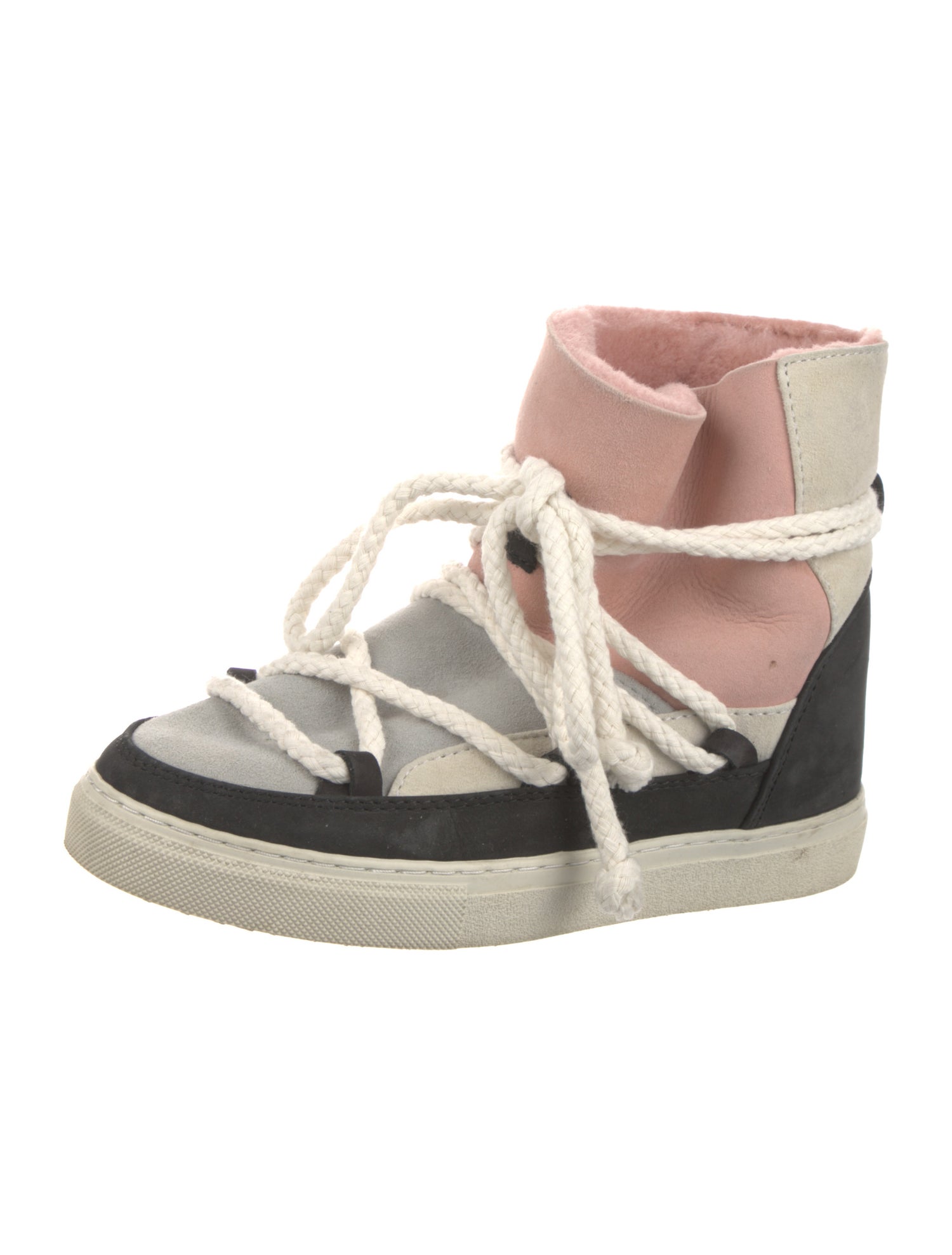 Inuikii Suede Colorblock Pattern Lace-Up Boots