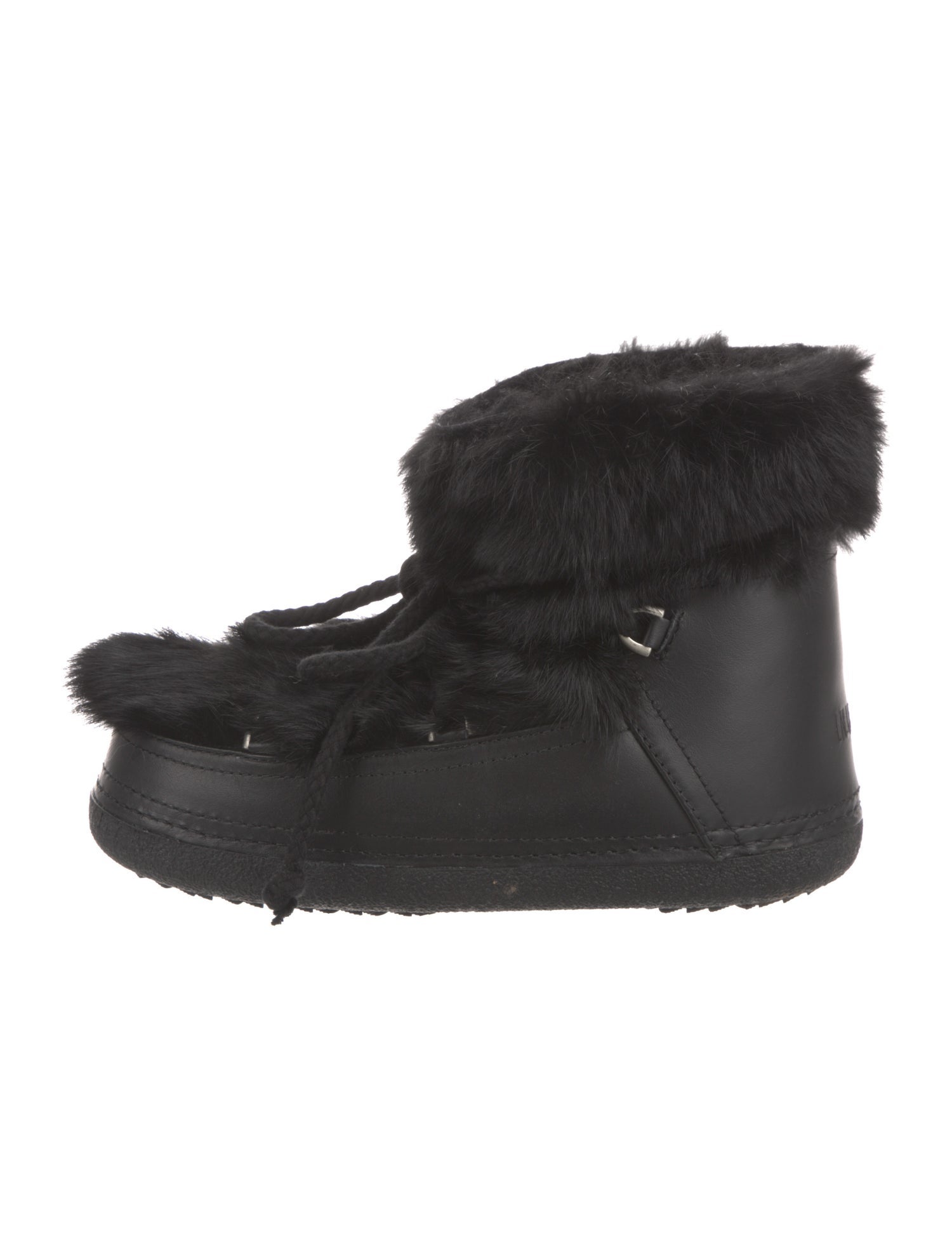 Inuikii Leather Fur Trim Lace-Up Boots