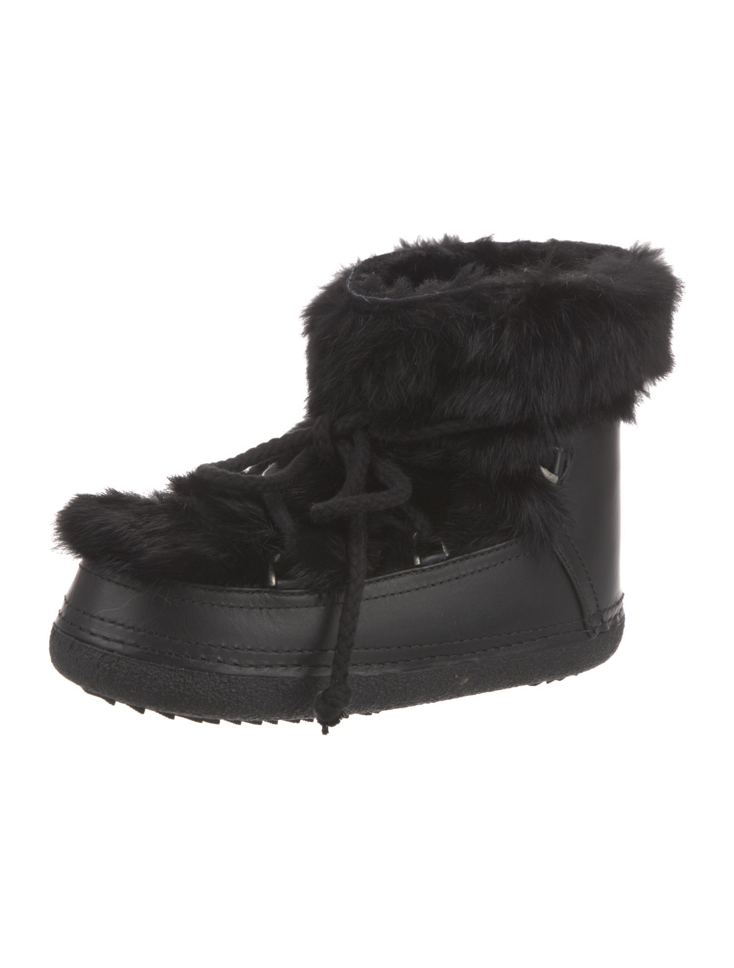 Inuikii Leather Fur Trim Lace-Up Boots