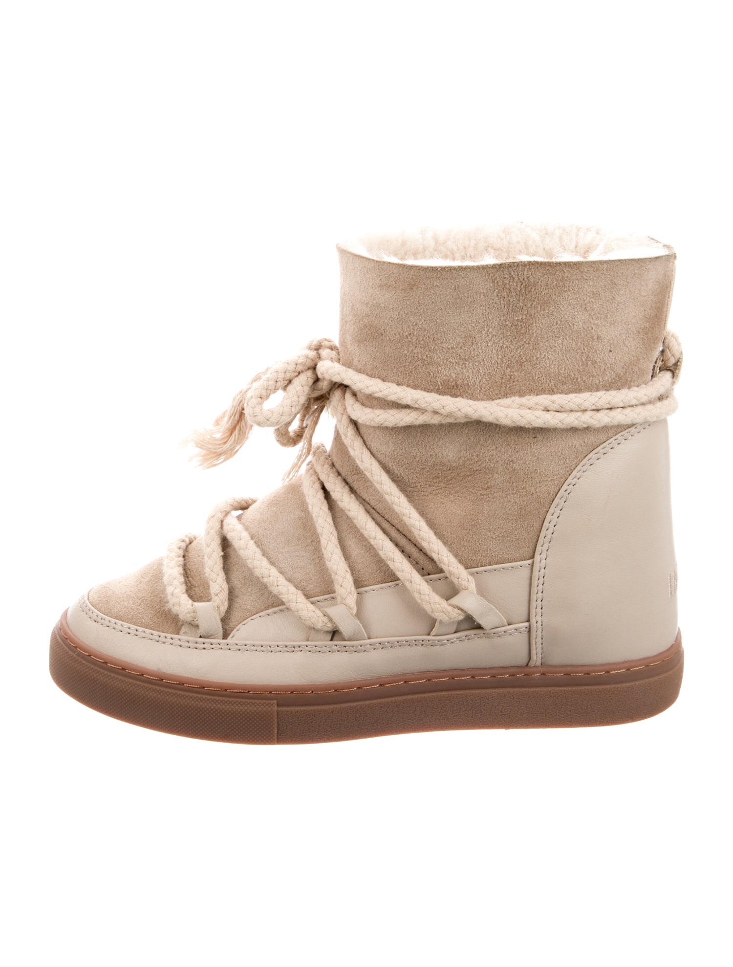 Inuikii Suede Colorblock Pattern Lace-Up Boots