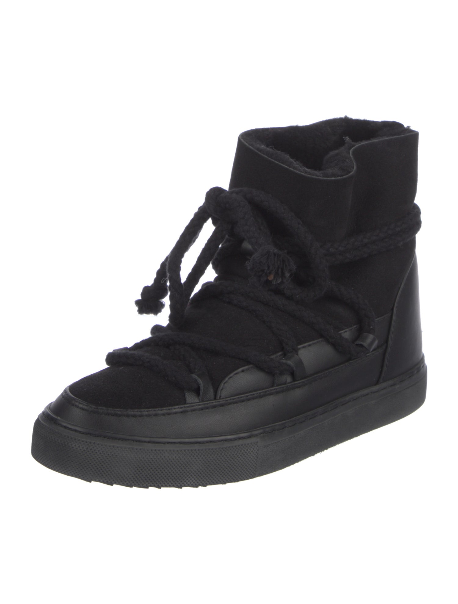 Inuikii Suede Leather Trim Embellishment Lace-Up Boots