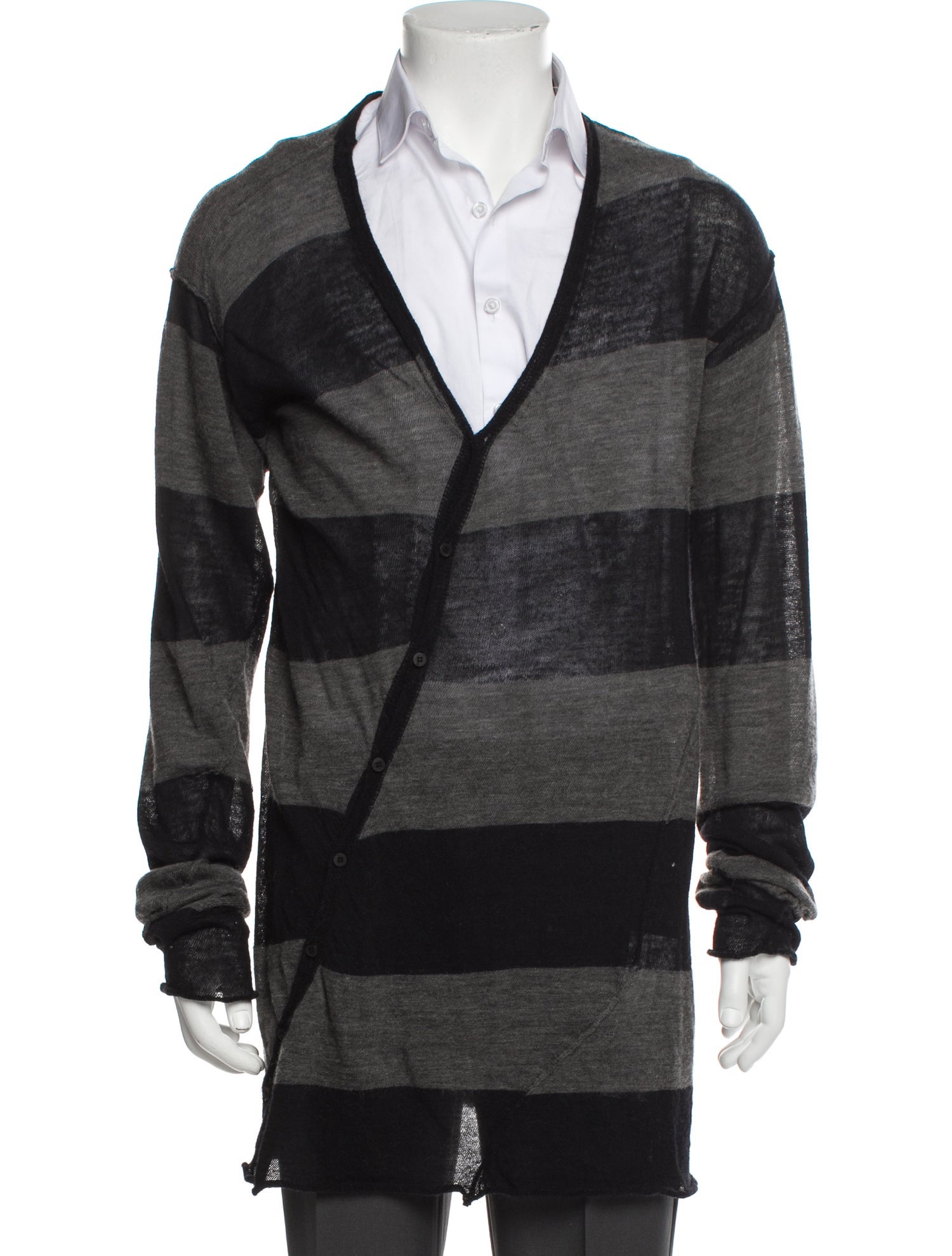 Isabel Benenato Merino Wool Striped Cardigan
