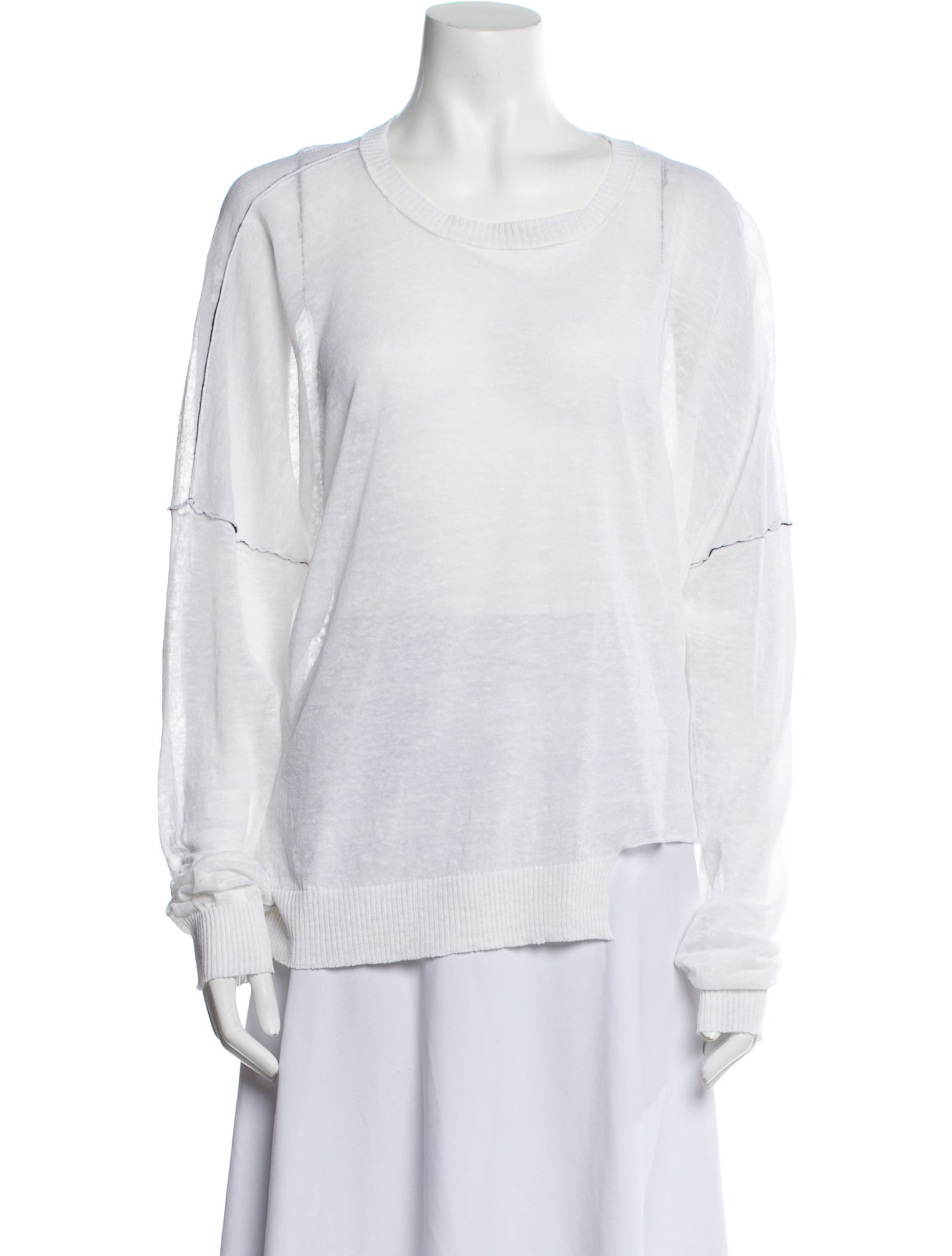 Isabel Benenato Linen Scoop Neck Sweatshirt