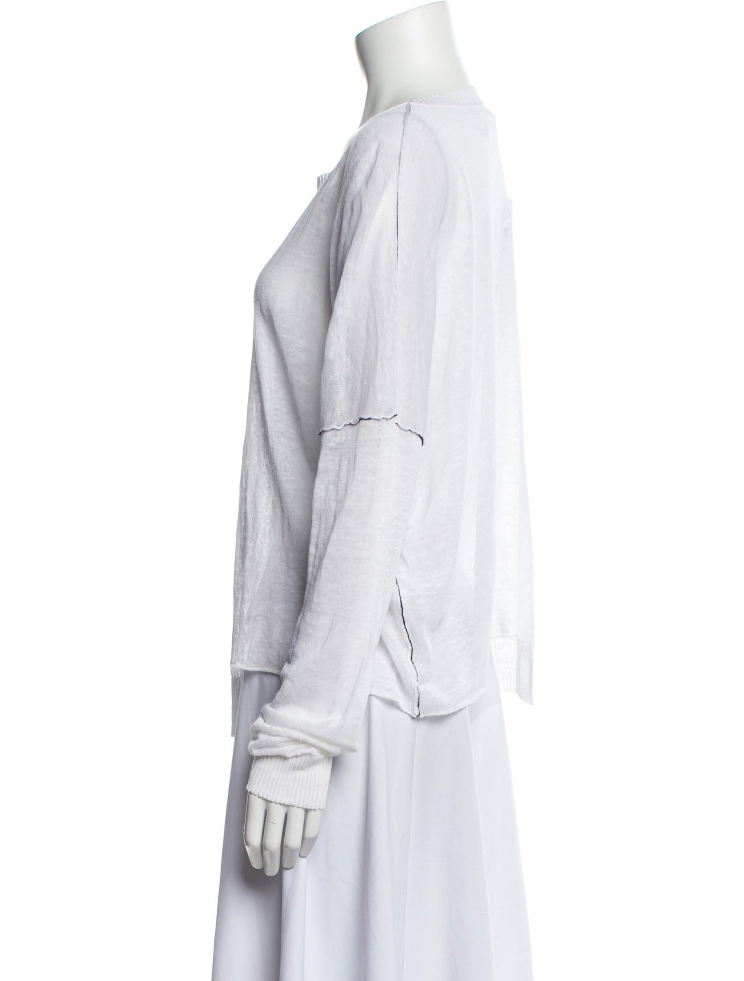 Isabel Benenato Linen Scoop Neck Sweatshirt