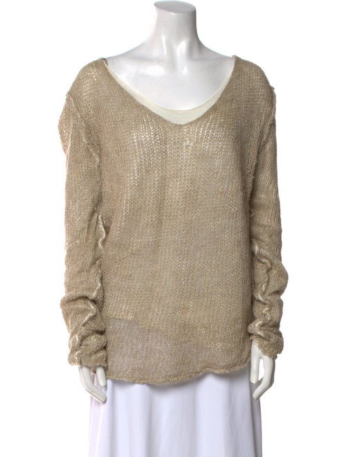 Isabel Benenato Linen Scoop Neck Sweater