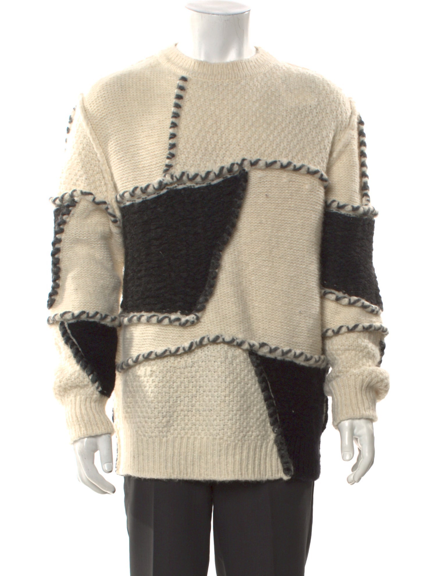 Isabel Benenato Alpaca Colorblock Pattern Pullover