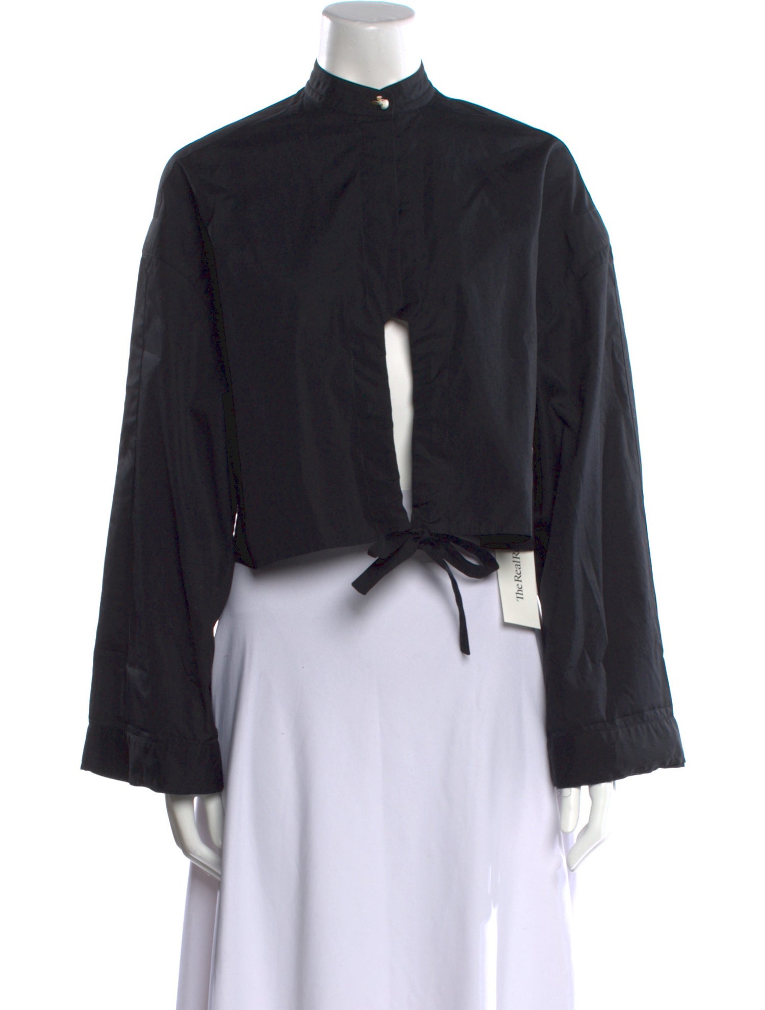 Isabel Benenato Mock Neck Long Sleeve Crop Top