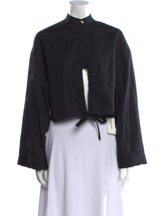 Isabel Benenato Mock Neck Long Sleeve Crop Top