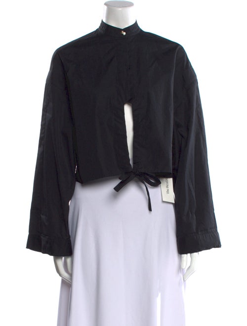 Isabel Benenato Mock Neck Long Sleeve Crop Top