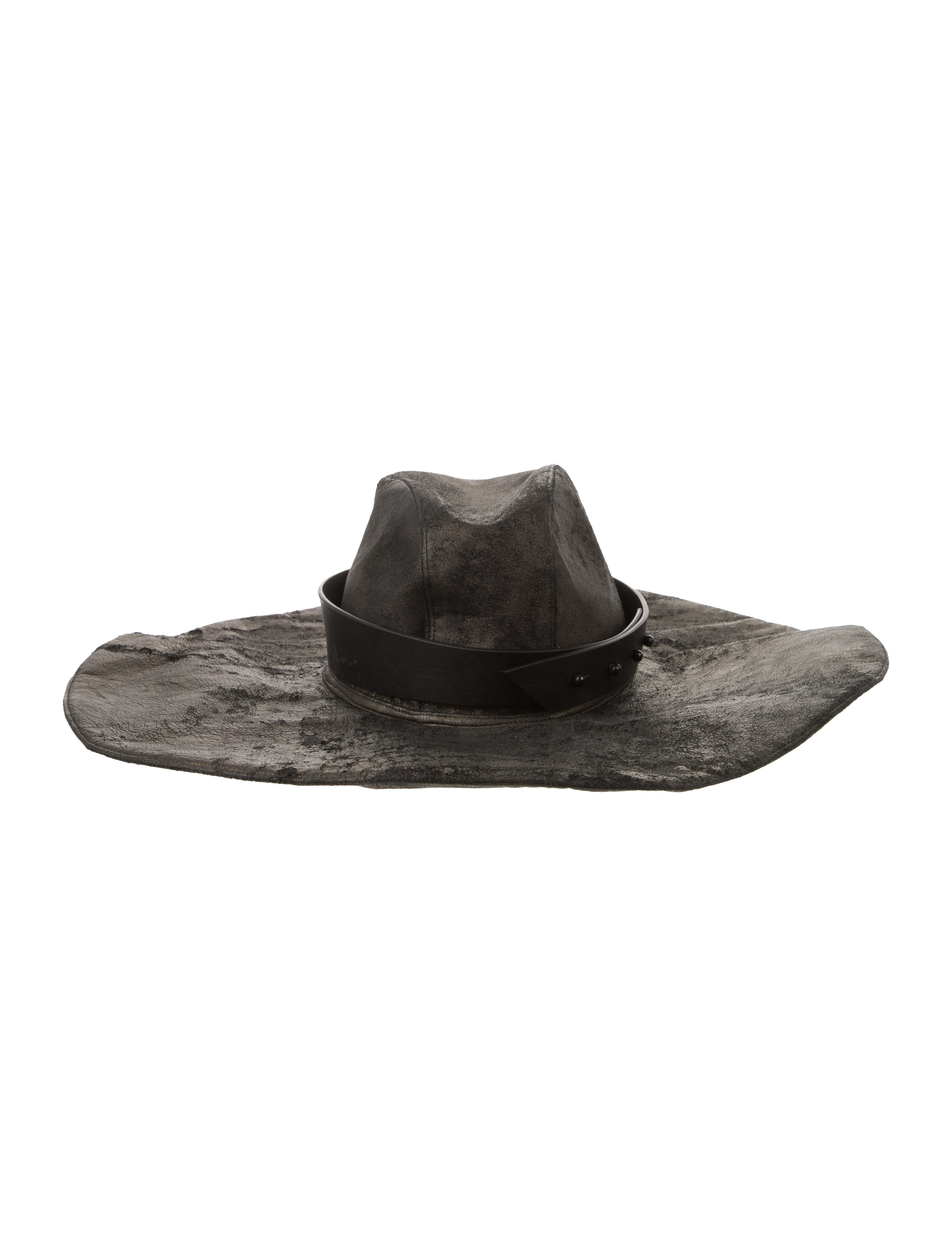 Isabel Benenato Leather Wide Brim Sun Hat