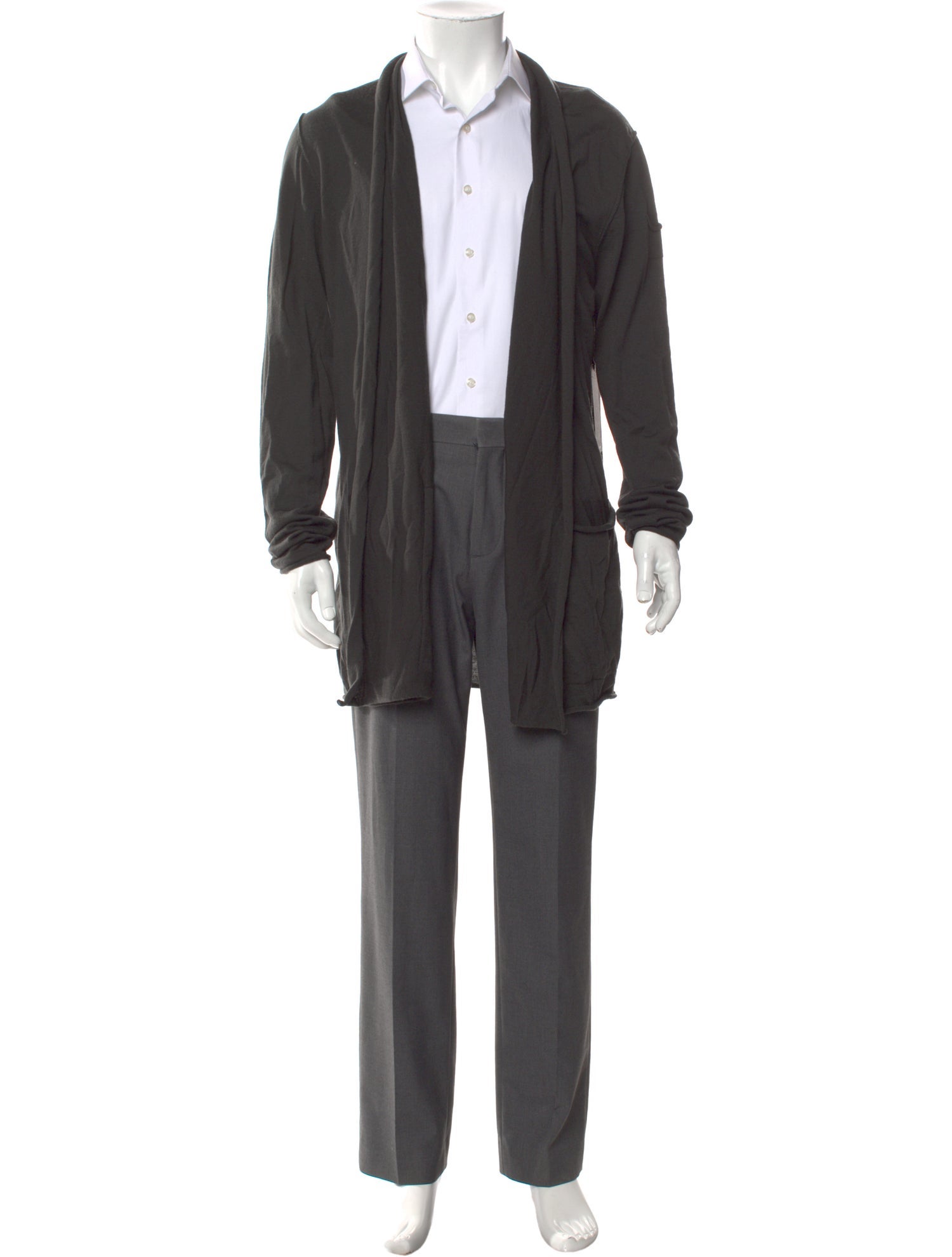 Isabel Benenato Virgin Wool Open Front Cardigan