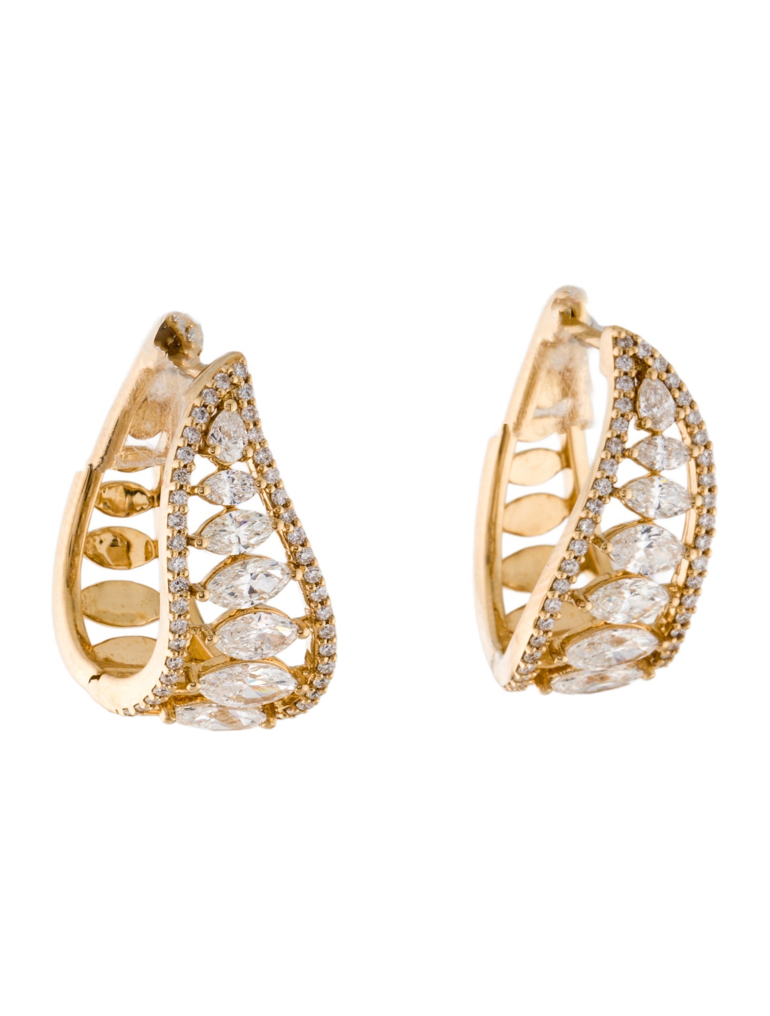 ILAARA 18K Diamond Wave Hoop Drop Earrings