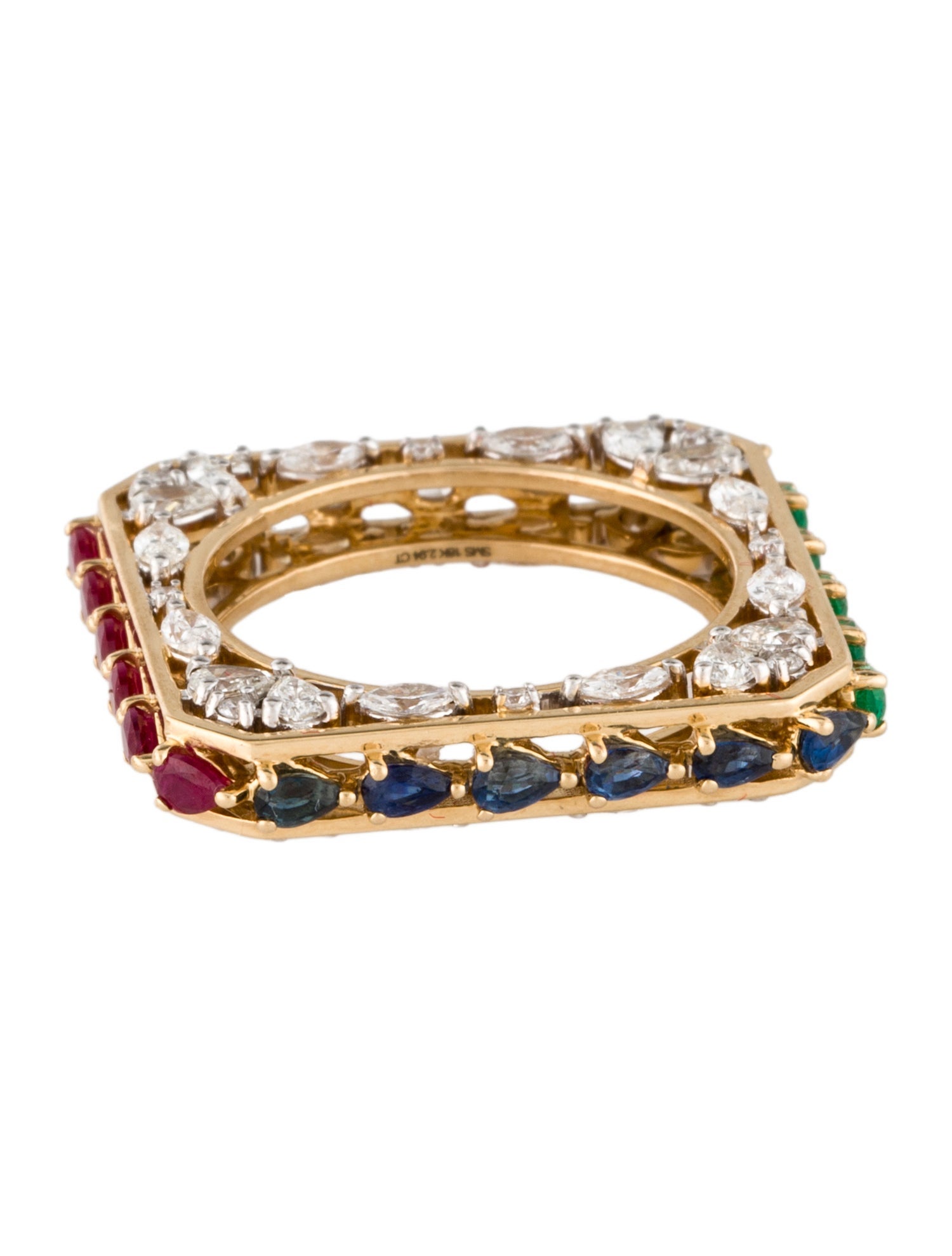 ILAARA 18K 1.92ctw Diamond, Ruby, Emerald & Sapphire Square Band