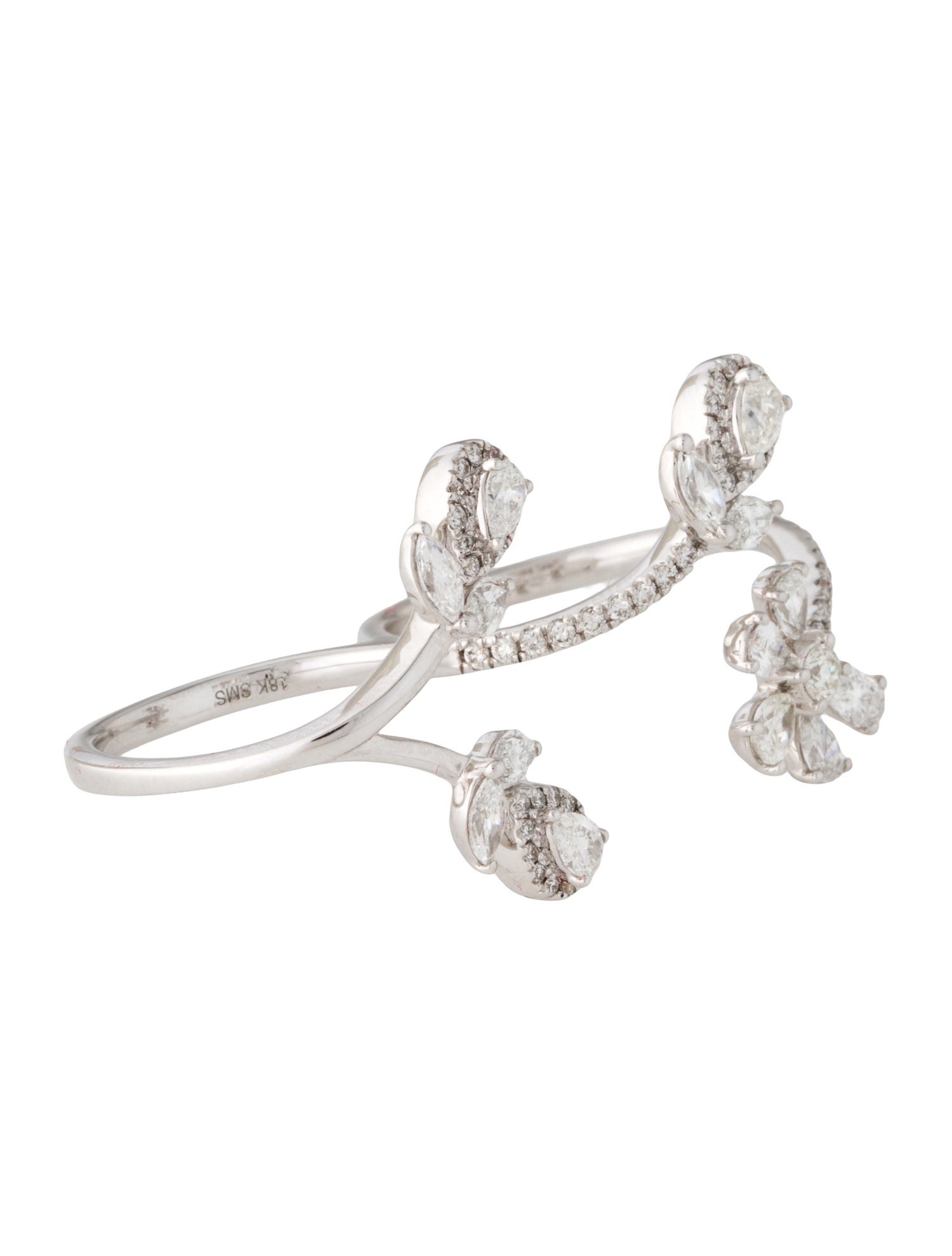 ILAARA 18K 1.38ctw Diamond Floral Between the Finger Ring