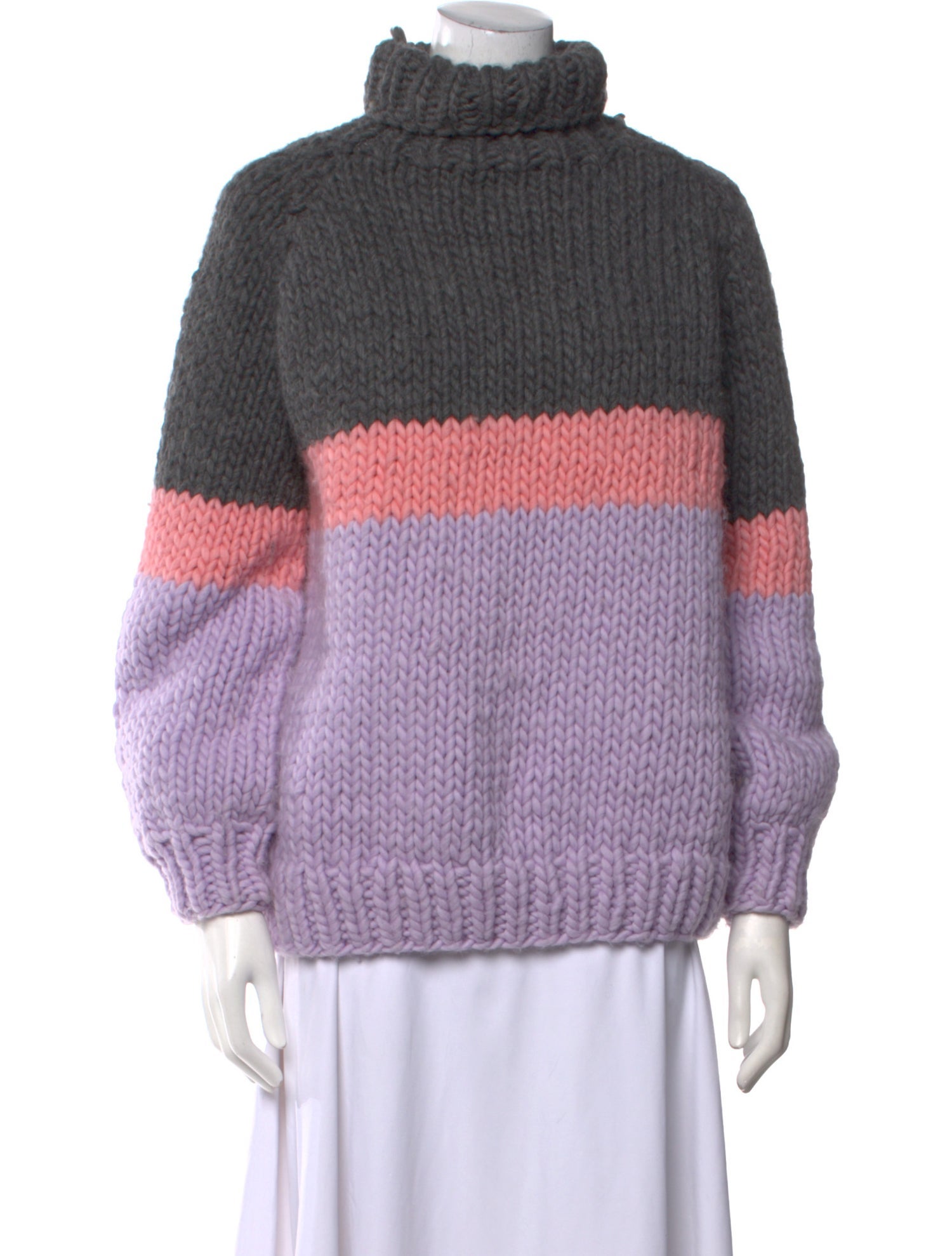 I Love Mr. Mittens Wool Colorblock Pattern Sweater