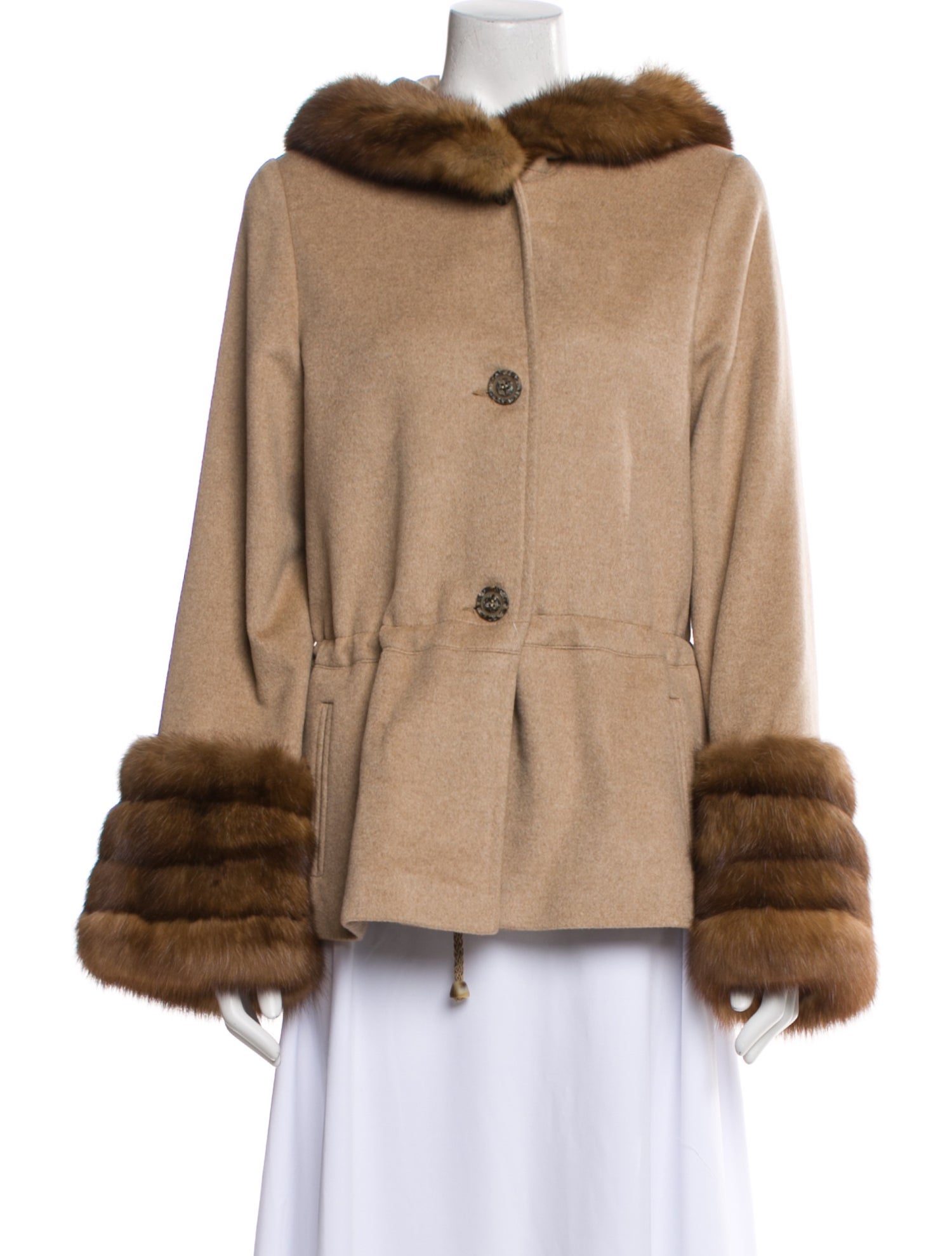 Ing. Loro Piana & C. Sable Fur Trimmed Cashmere Fur Coat