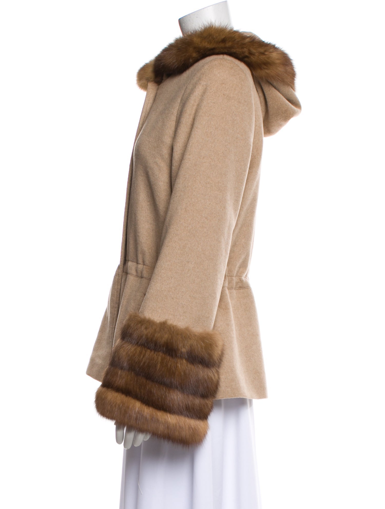 Ing. Loro Piana & C. Sable Fur Trimmed Cashmere Fur Coat