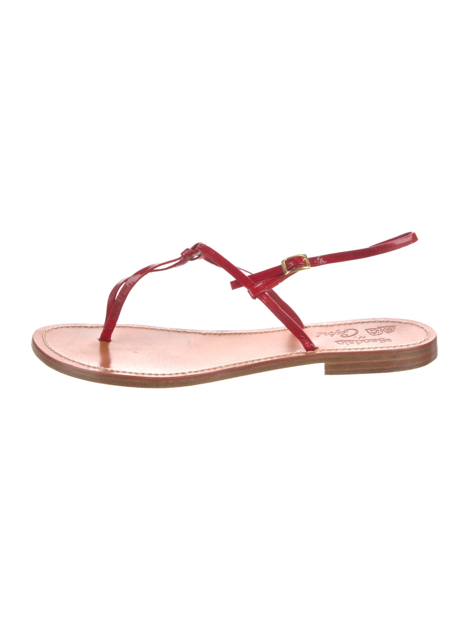il Sandalo Patent Leather T-Strap Sandals