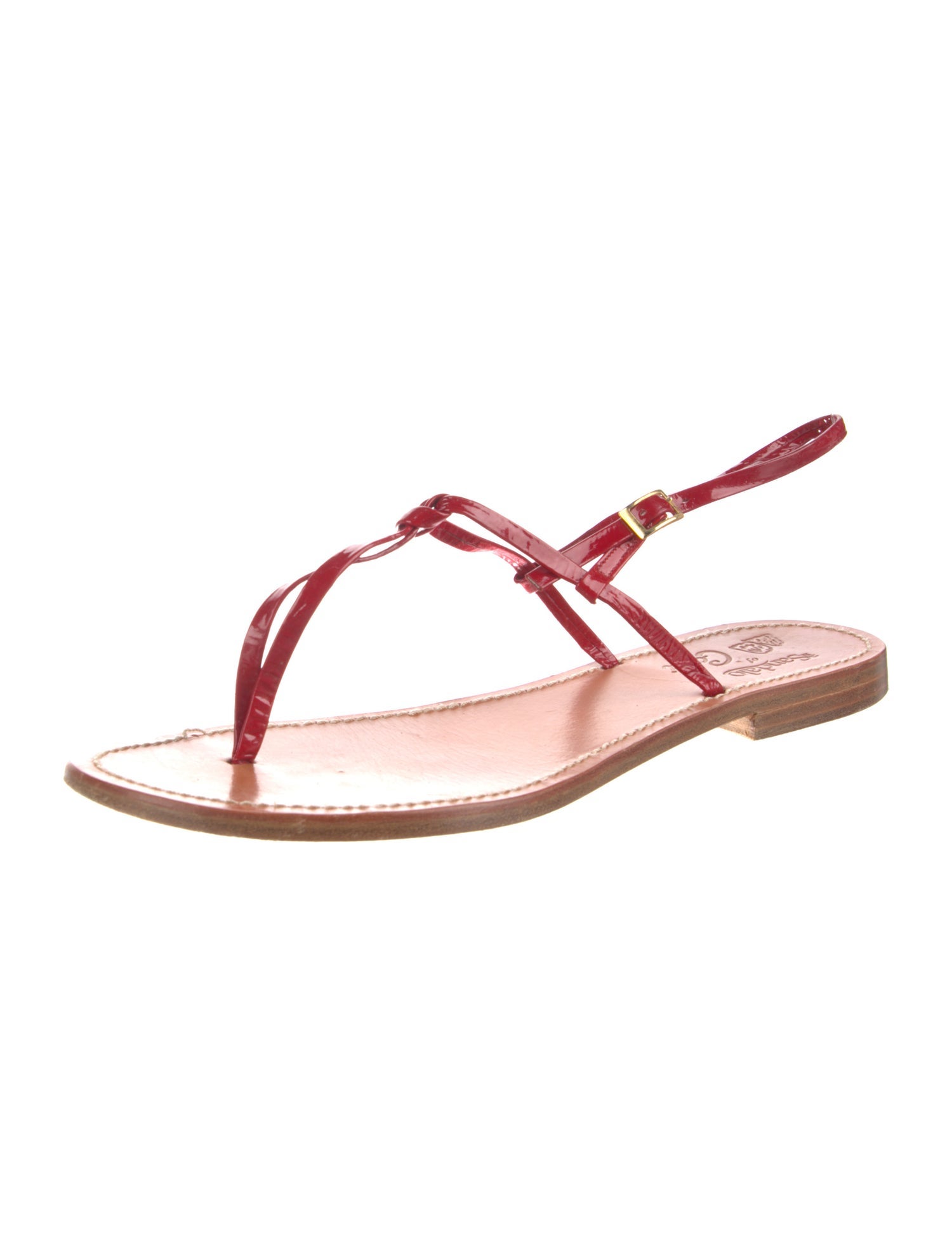 il Sandalo Patent Leather T-Strap Sandals