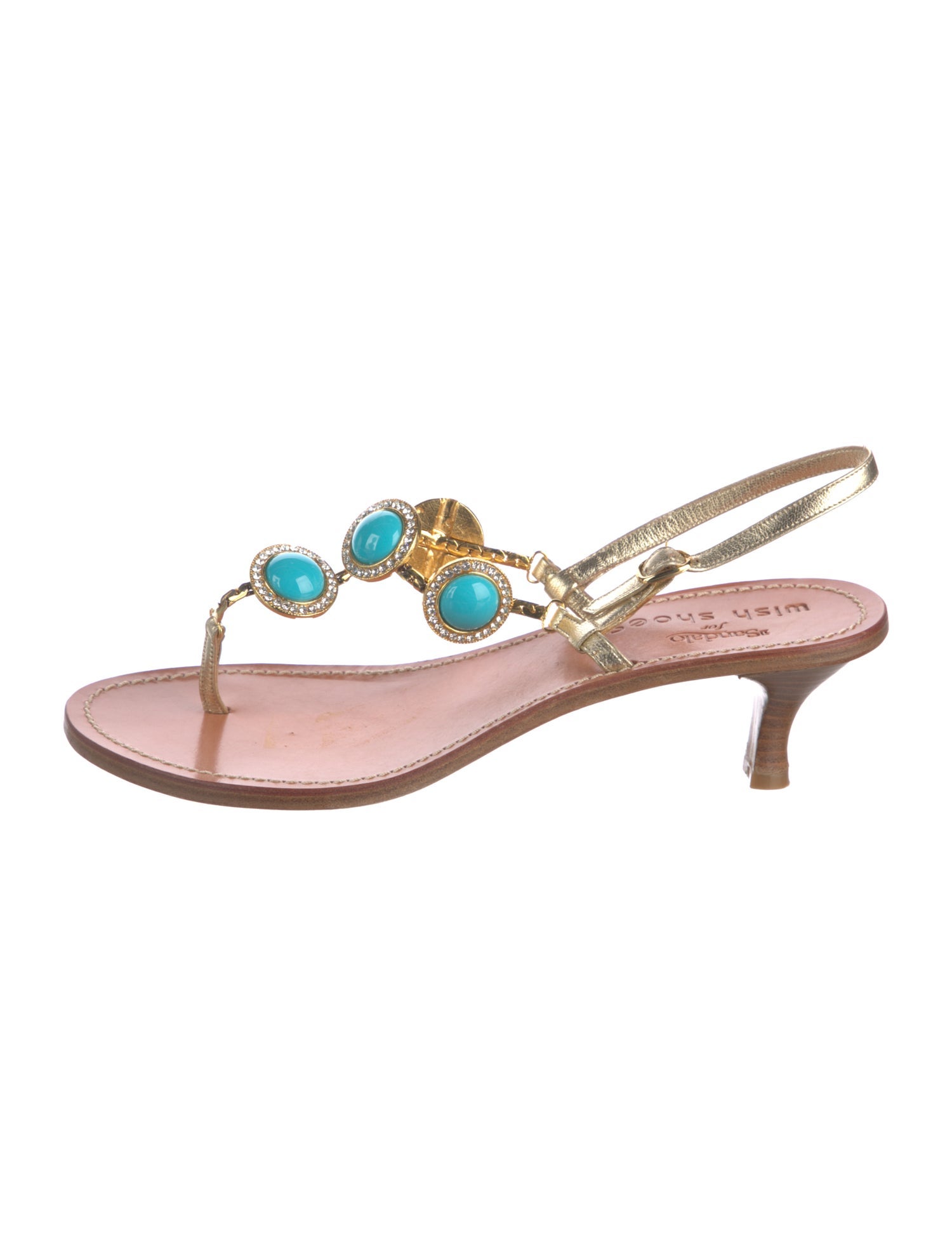 il Sandalo Leather Crystal Embellishments Slingback Sandals
