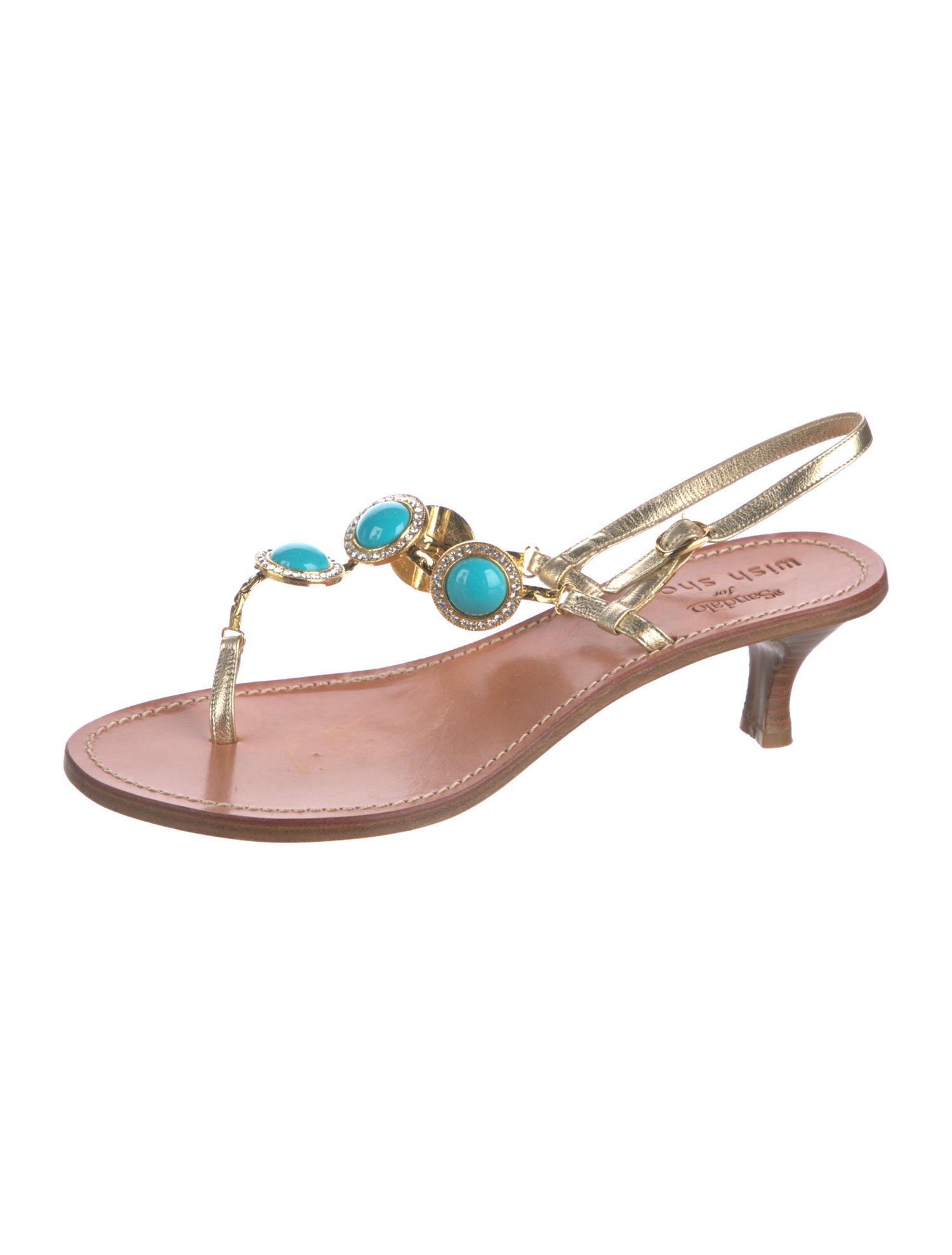 il Sandalo Leather Crystal Embellishments Slingback Sandals