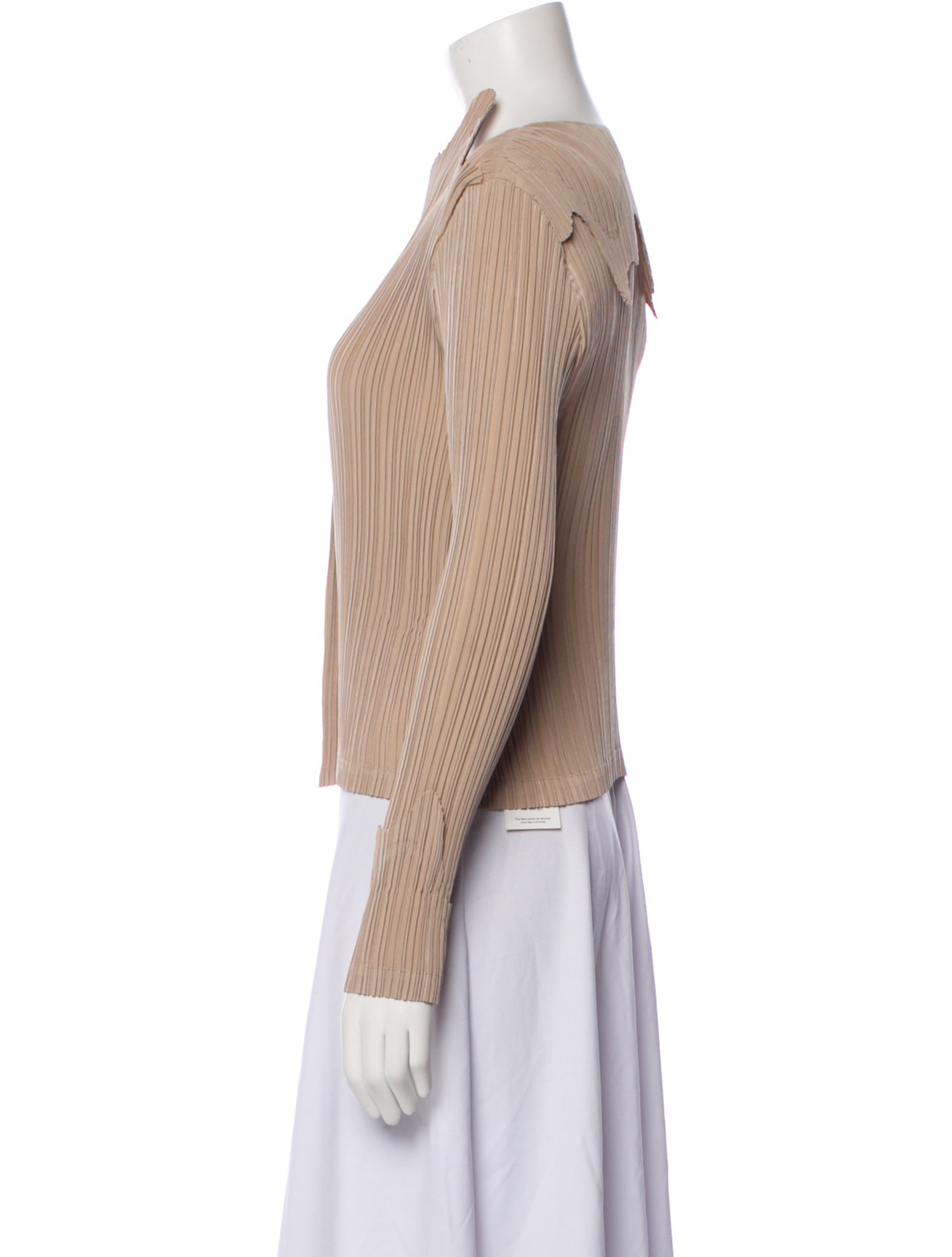 Issey Miyake Fete Striped Mock Neck Button-Up Top