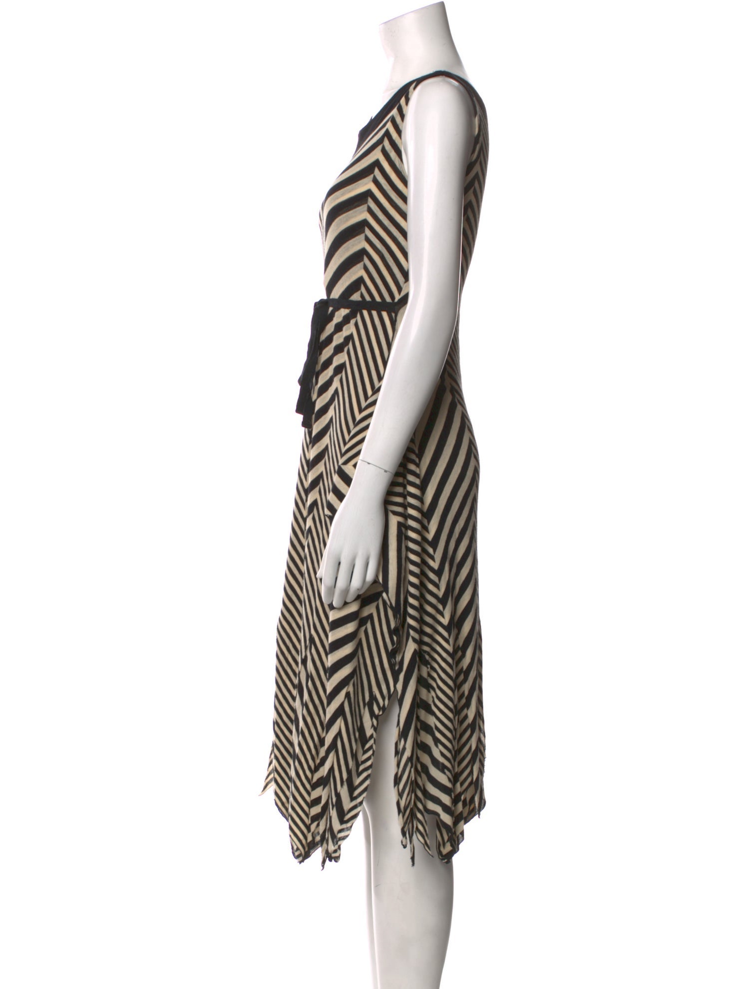 Issey Miyake Fete Striped Midi Length Dress