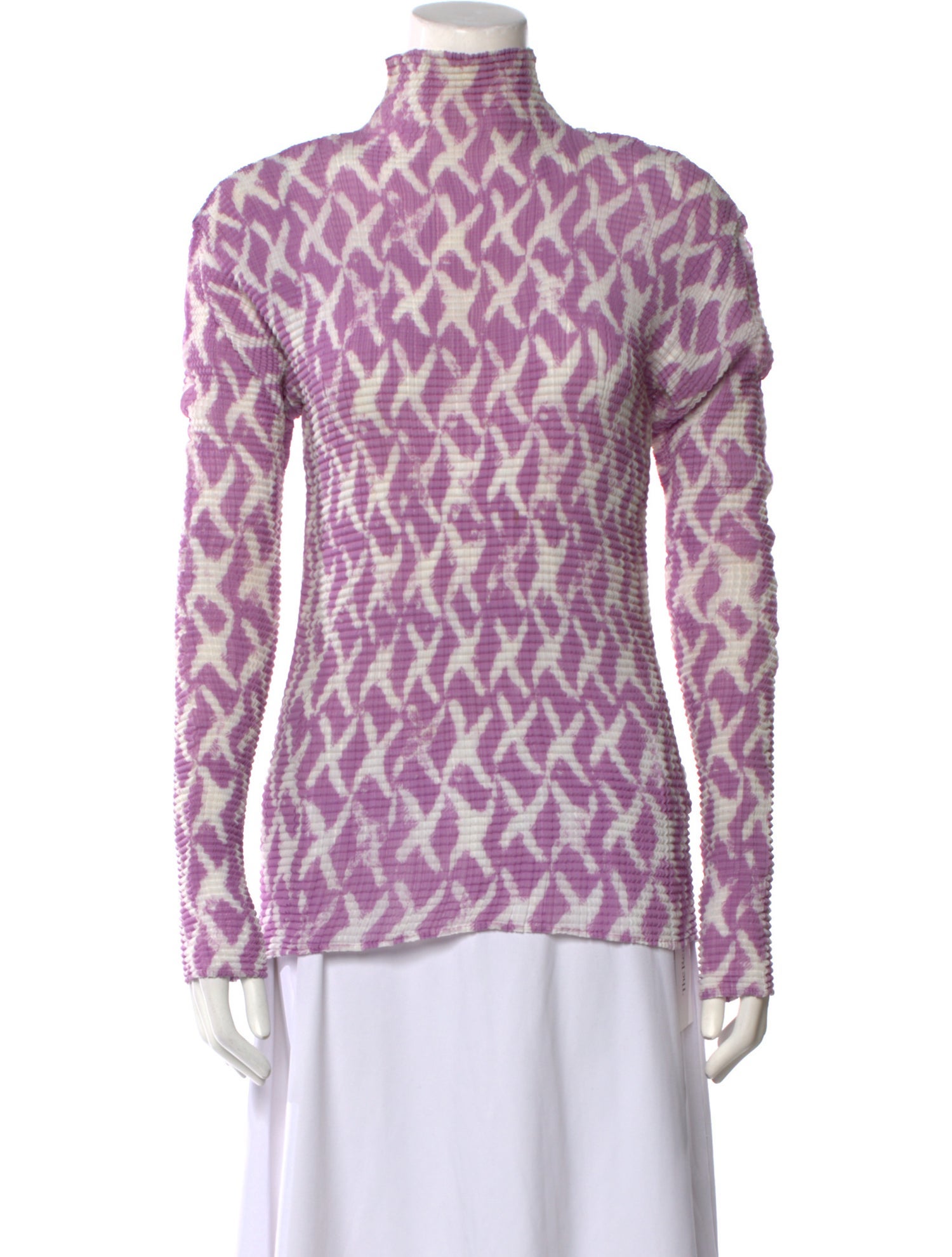 Issey Miyake Fete Printed Mock Neck Top