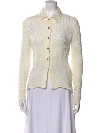 Issey Miyake Fete Long Sleeve Button-Up Top