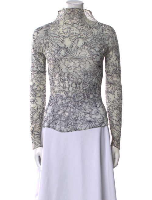 Issey Miyake Fete Floral Print Turtleneck Blouse