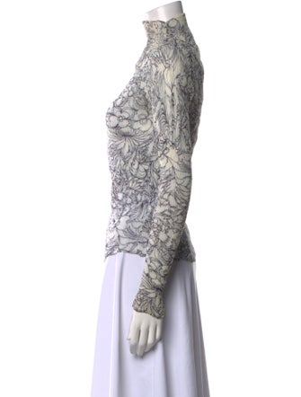 Issey Miyake Fete Floral Print Turtleneck Blouse