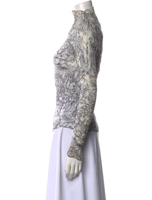 Issey Miyake Fete Floral Print Turtleneck Blouse